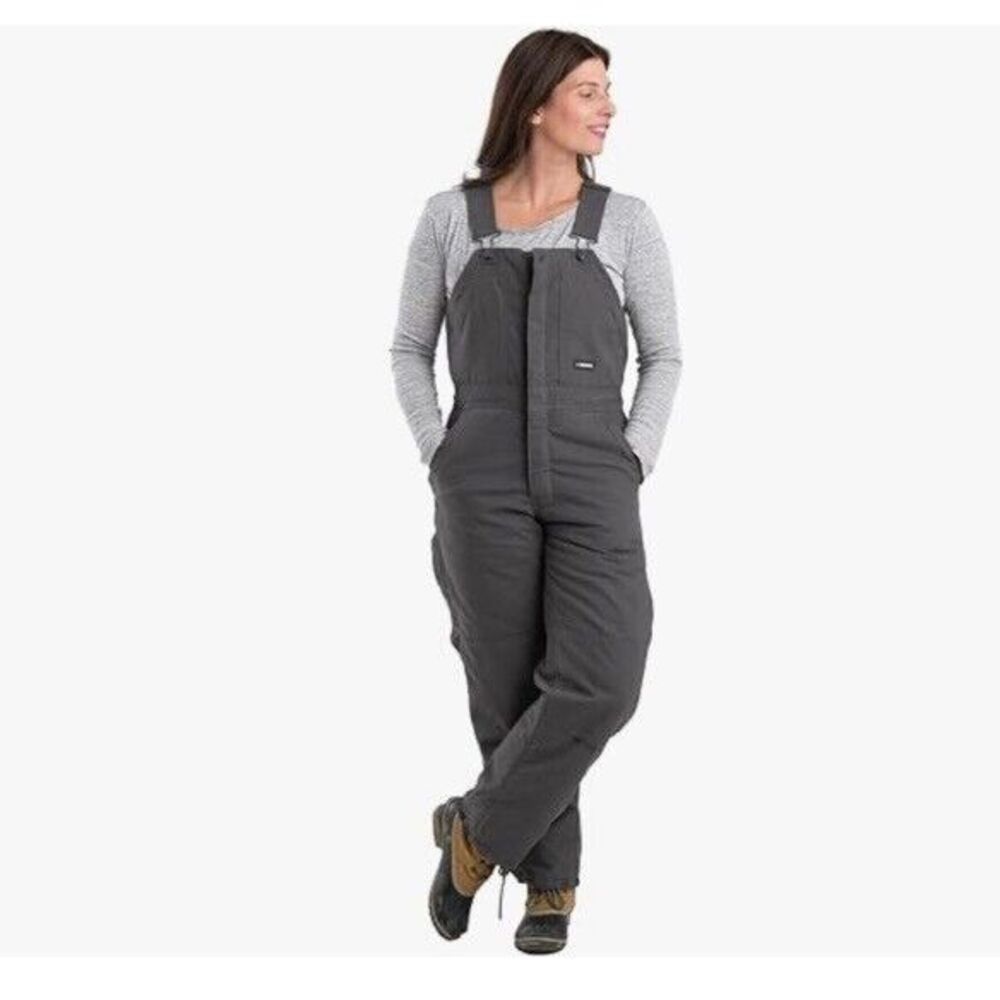 Berne Softstone Duck Insulated Bib Overall NEW Women's Size Small Grey Outdoor